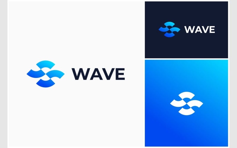 abstract wave flow water logo original