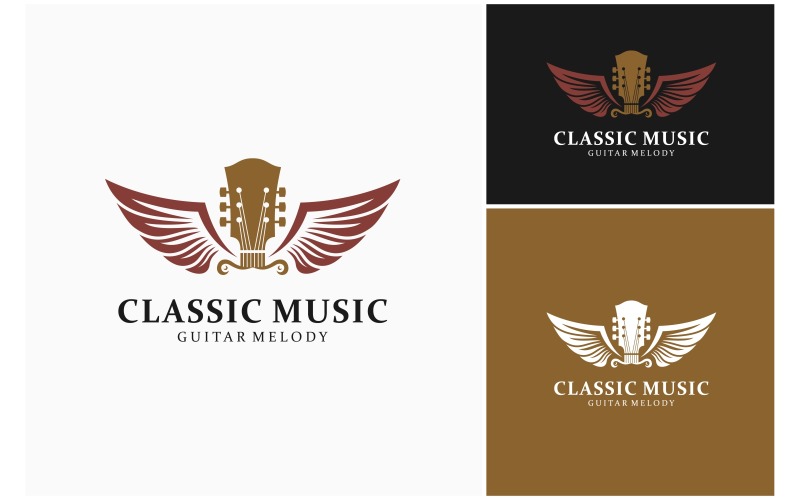acoustic guitar angel wings logo original
