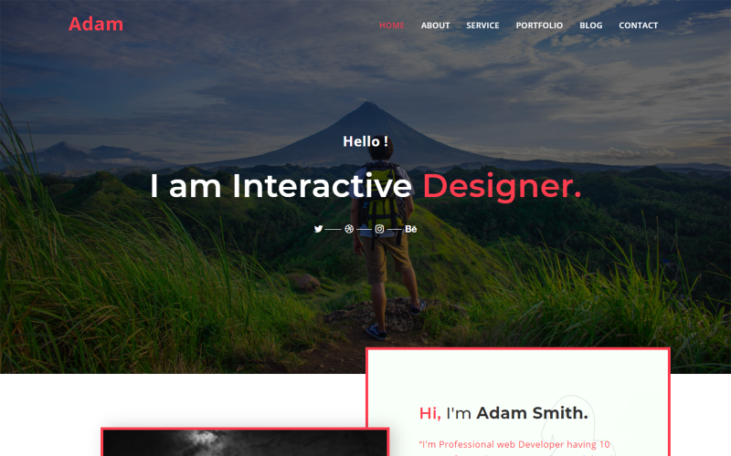 adam personal portfolio html landing page template original