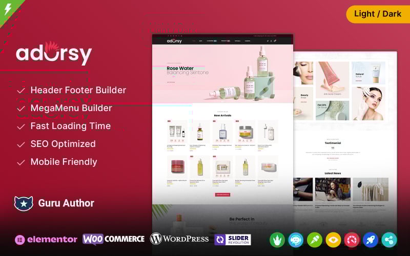 adorsy cosmetics fashion store and accessories elementor woocommerce theme original