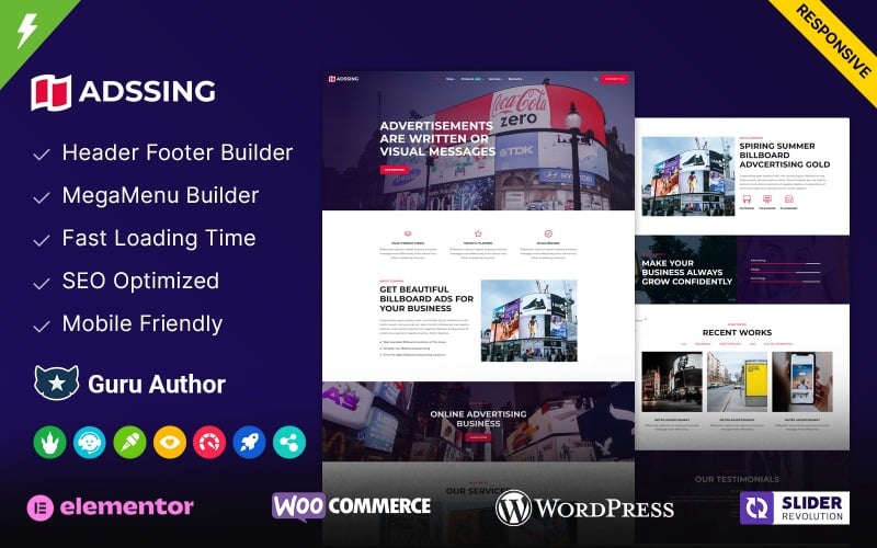 adssing advertising agency and digital marketing wordpress theme original