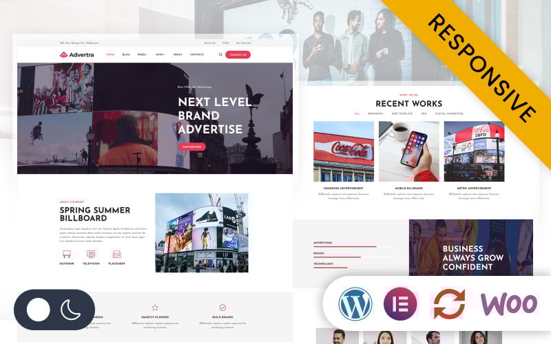 adverta advertising and marketing agency elementor wordpress responsive theme original