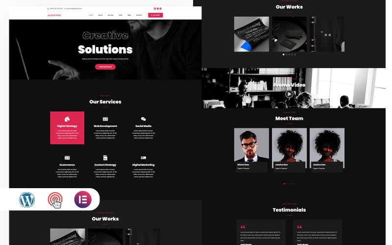 agenxypro creative agency it elementor wordpress theme original