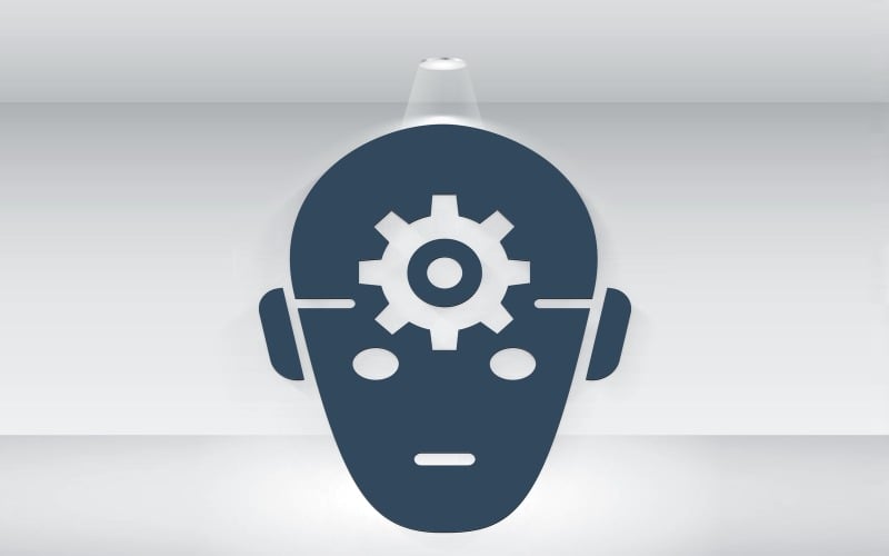 ai robot face with nut on head shape logo template original