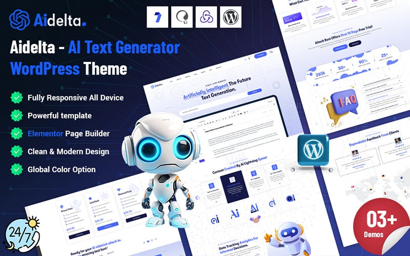 aidelta ai text generator wordpress theme original