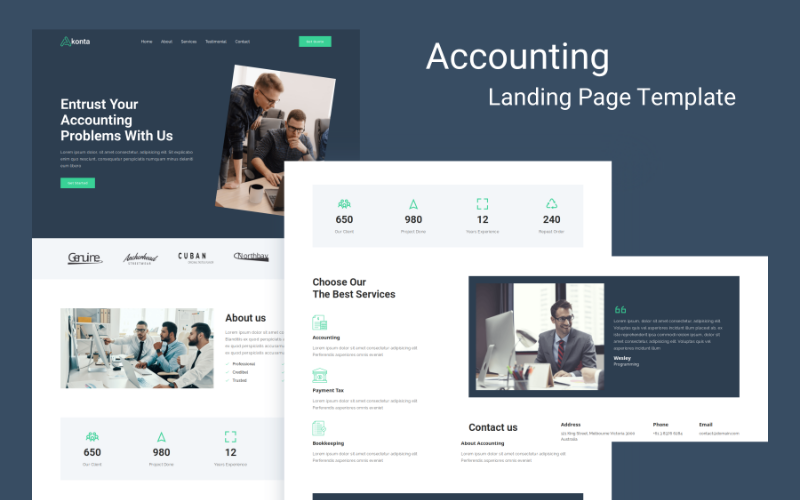 akonta accounting landing page template original