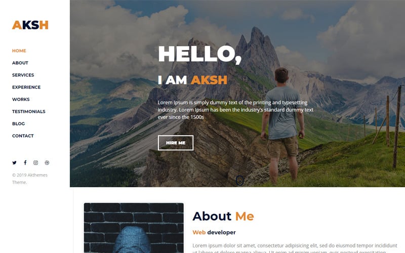 aksh personal portfolio landing page template original