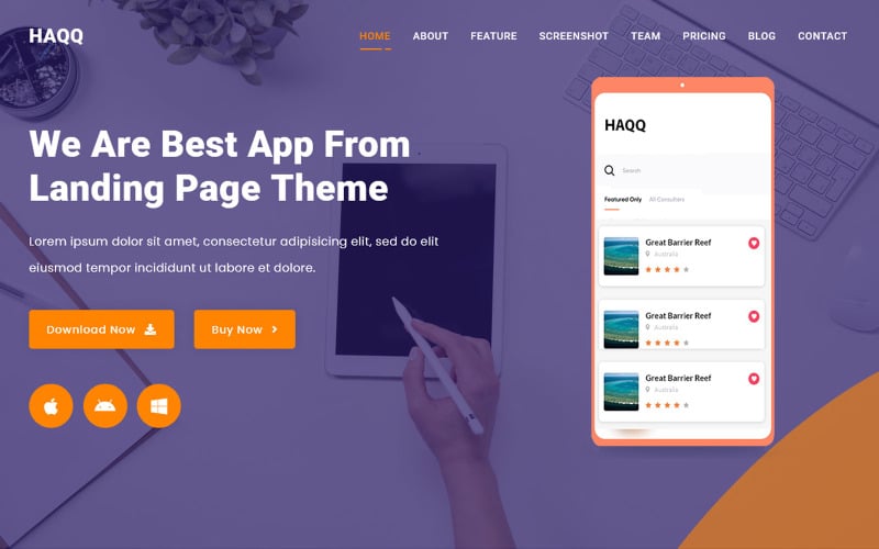 al haqq app landing page template original