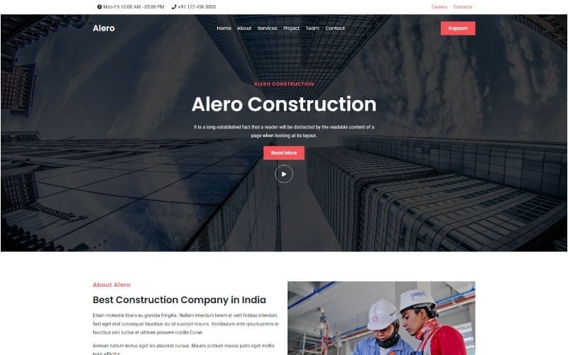 alero construction amp industry html bootstrap landing page template original