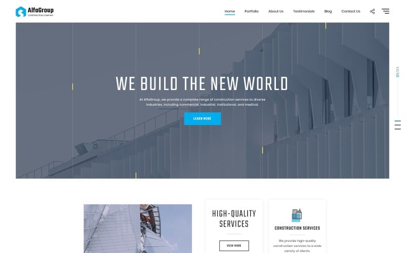 alfagroup construction business landing page template original