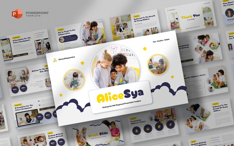 alicesya kids amp kindergarten powerpoint template original