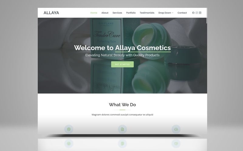 allaya cosmetics bootstrap html landing template original