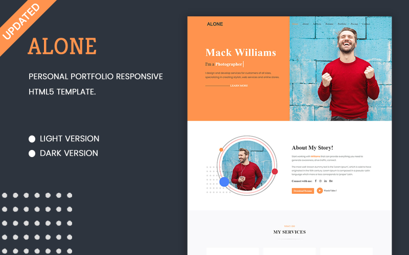 alone creative portfolio html landing page template original