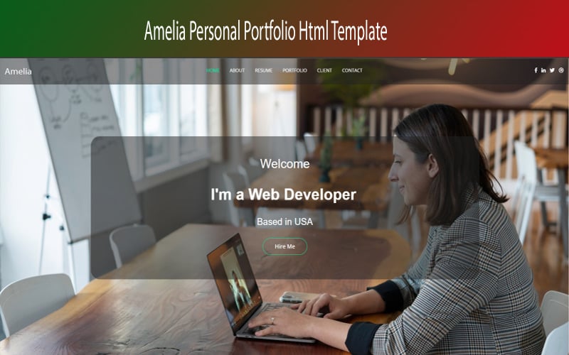 amelia personal portfolio one page html template original