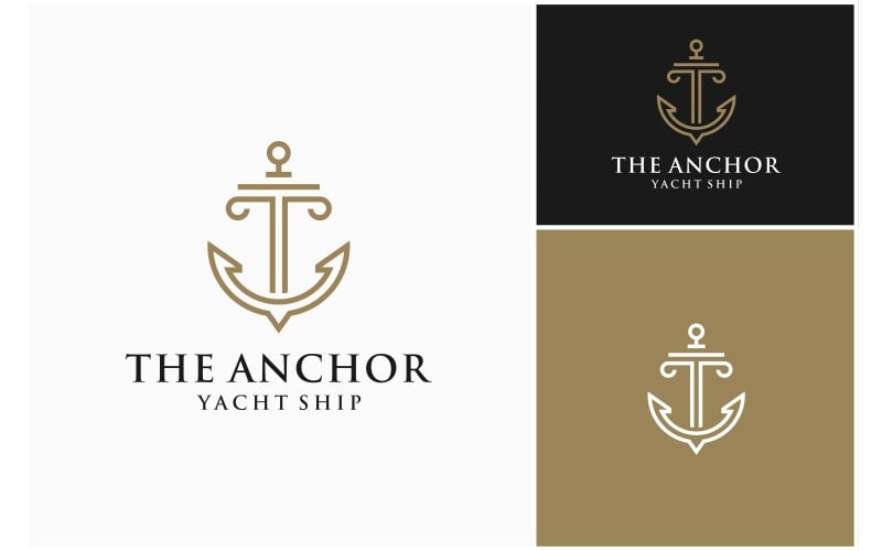 anchor sailor line art luxury logo original