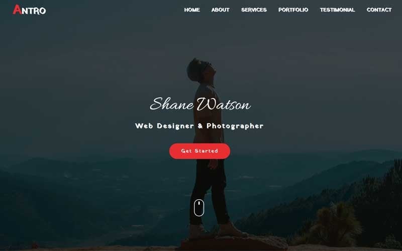 antro personal portfolio html landing page template original