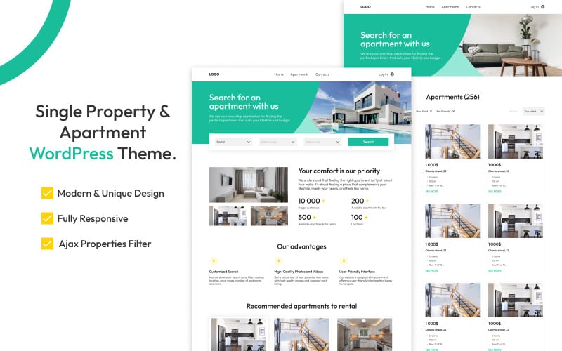 apartments wordpress theme for renting and selling real estate original