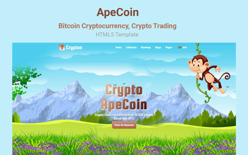 apecoin bitcoin cryptocurrency crypto trading landing page template original