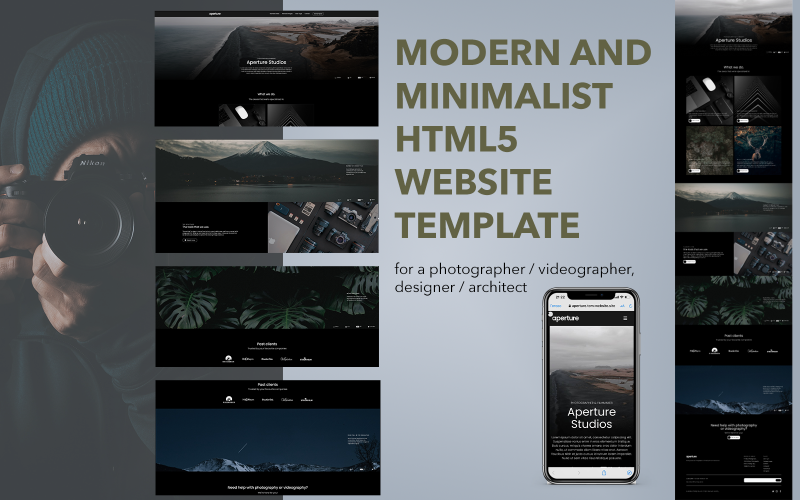 aperture photography studio landing page on bootstrap original