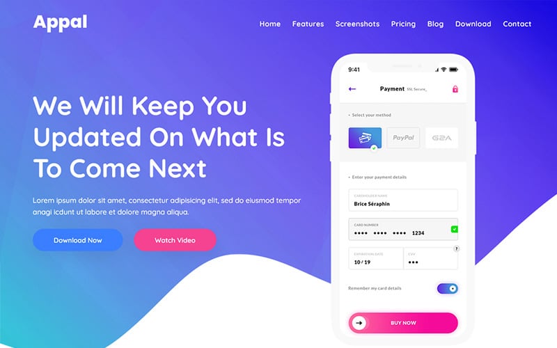 appal app landing page html template original