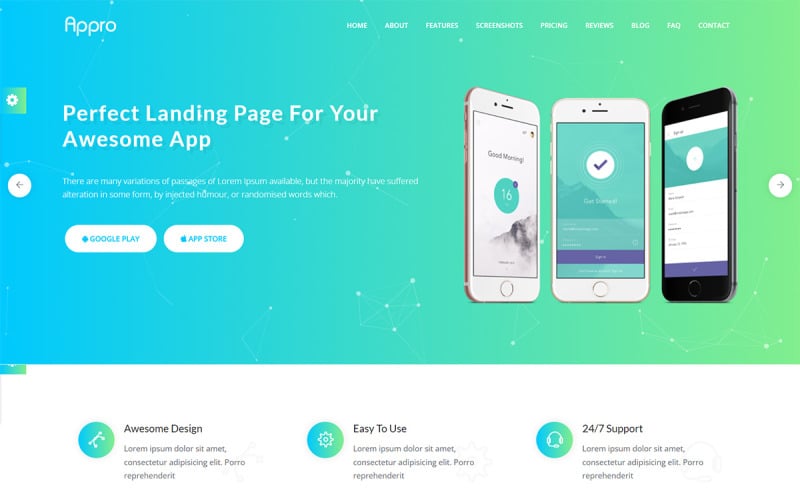 appro app landing page html template original