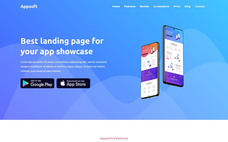 appsoft app landing page template original