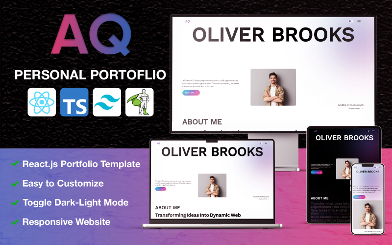 aq personal portfolio react template original