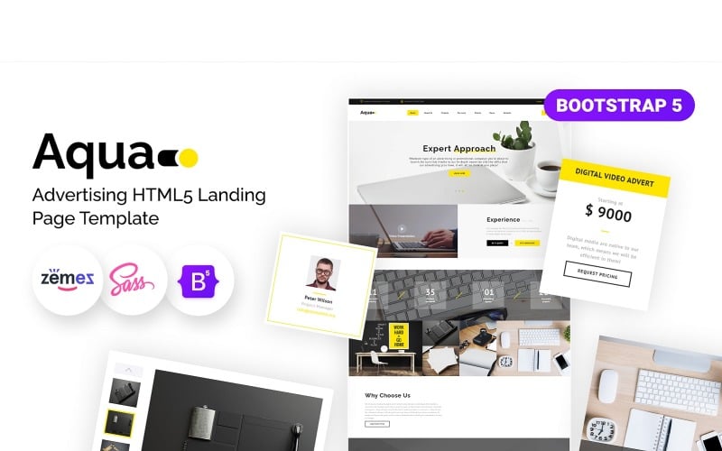aqua advertising html landing page template original