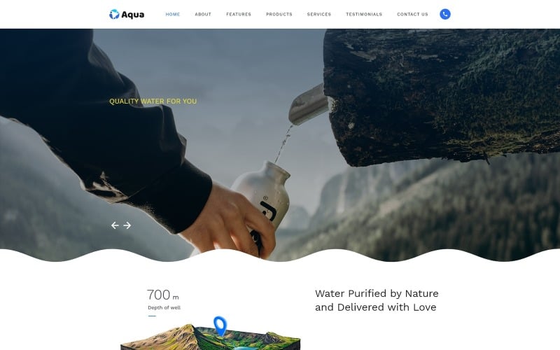 aqua water clean html bootstrap landing page template original