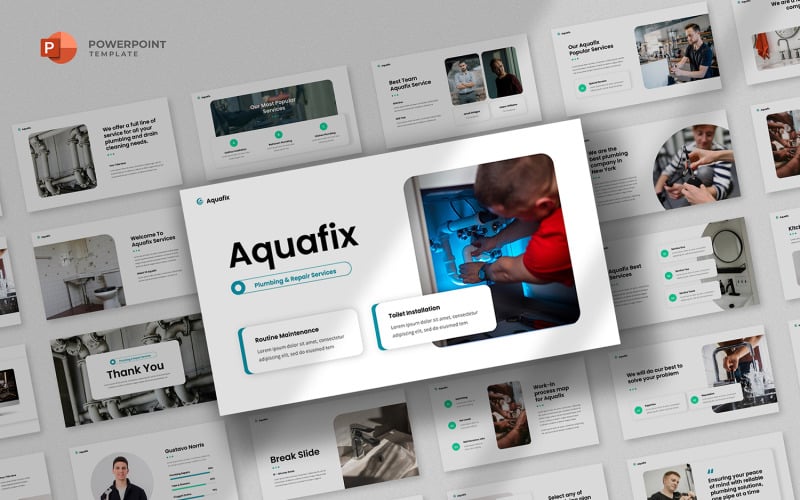aquafix plumbing services powerpoint template original