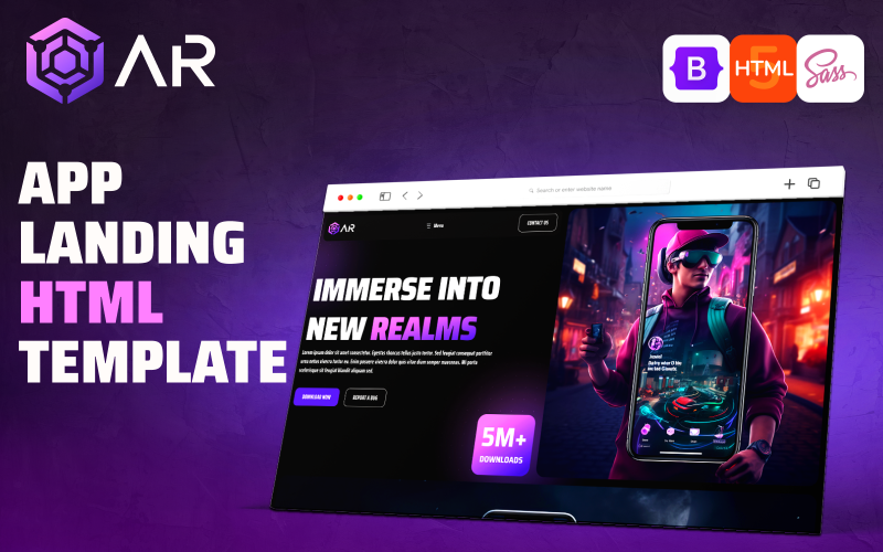 ar ultimate mobile app landing page html website template original
