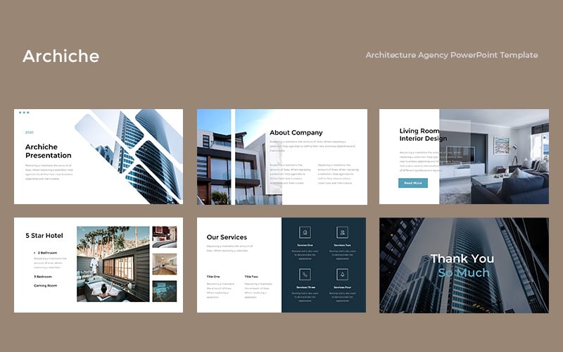 archiche architecture agency powerpoint template original