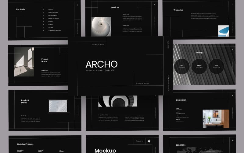 archo minimalist architecture powerpoint template original