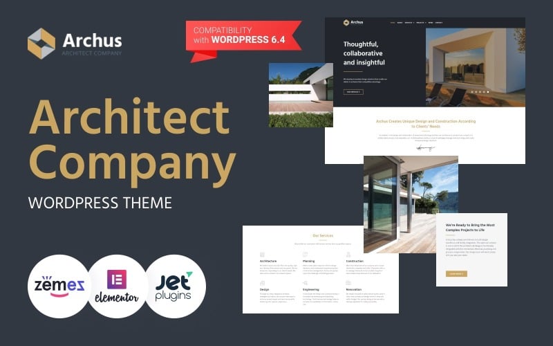 archus architect company wordpress elementor theme original