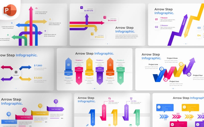 arrow step powerpoint infographic template original