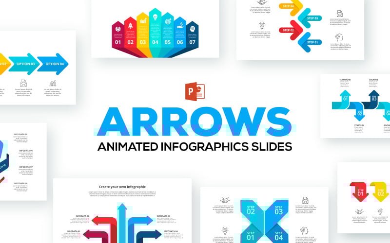 arrows animated infographics presentations powerpoint template original