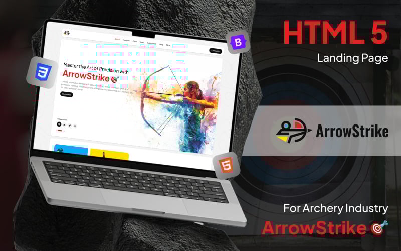 arrowstrike archery club bootstrap html landing page template original