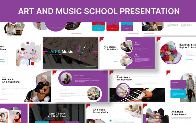 art and music school powerpoint presentation template original