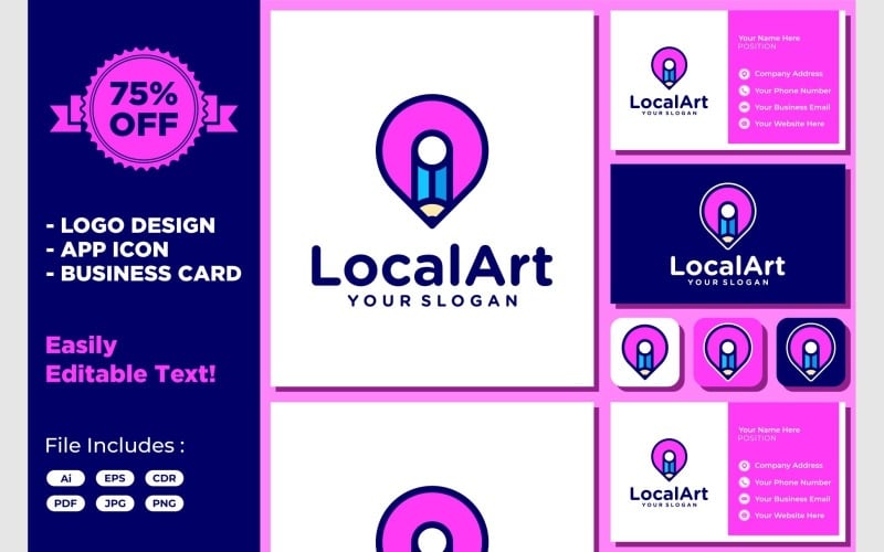 art pencil pin map creative logo original