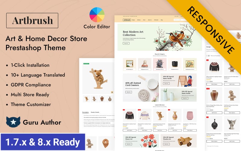 artbrush art craft and home decor store prestashop responsive theme original