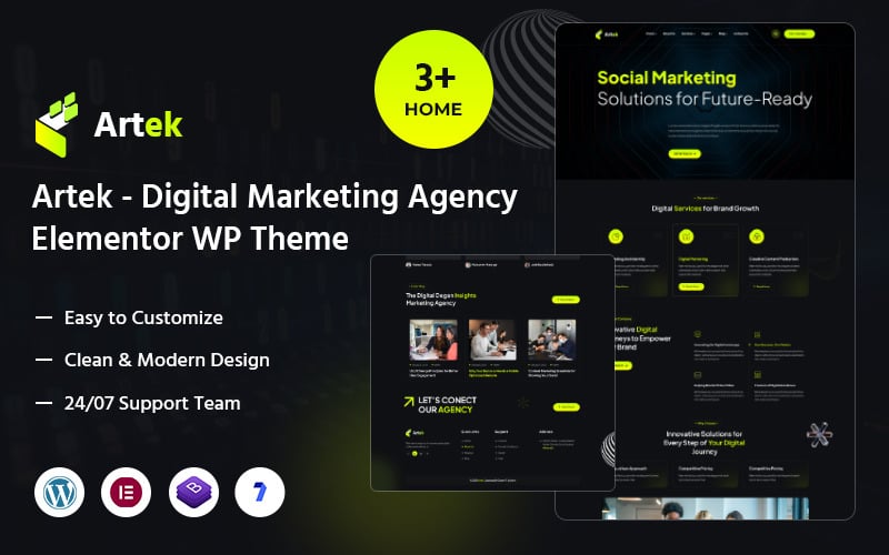 artek digital marketing agency elementor wordpress theme original