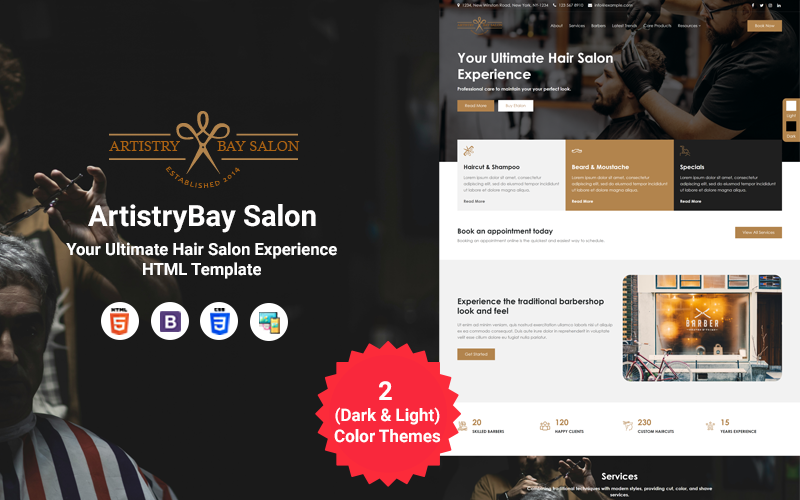 artistrybay salon hair salon landing one page responsive html website template original