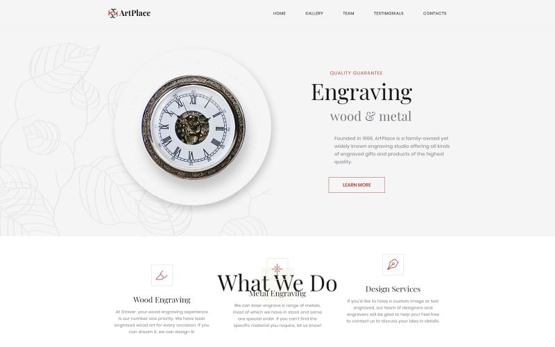 artplace engraving studio landing page template original