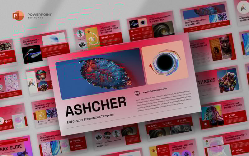 ashcher red creative powerpoint template original