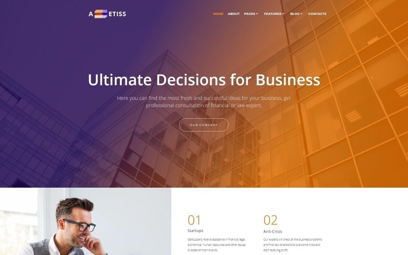 assetiss modern business advisor wordpress elementor theme original