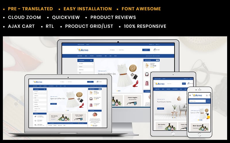 astro fashion and accessories prestashop theme original