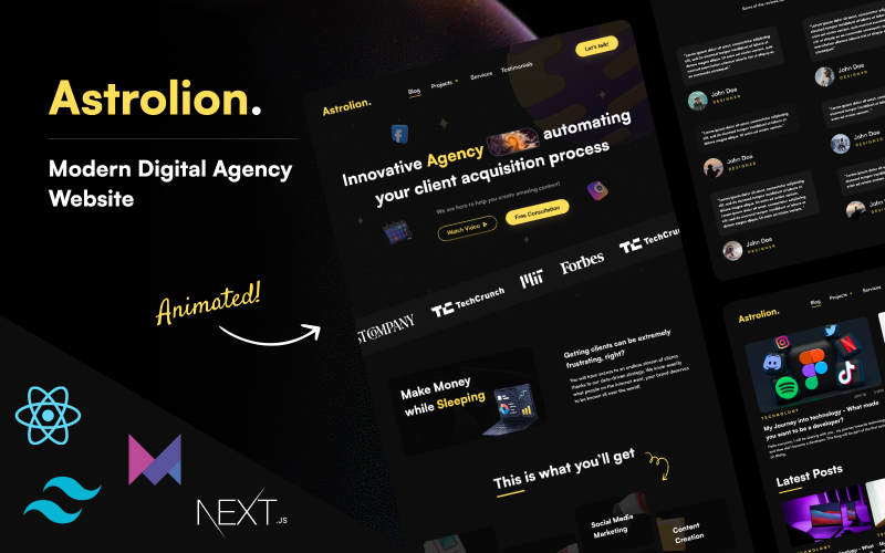 astrolion modern digital agency landing page nextjs tailwindcss original