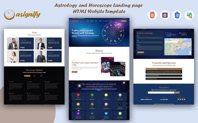 astrology and horoscope landing page html website template original