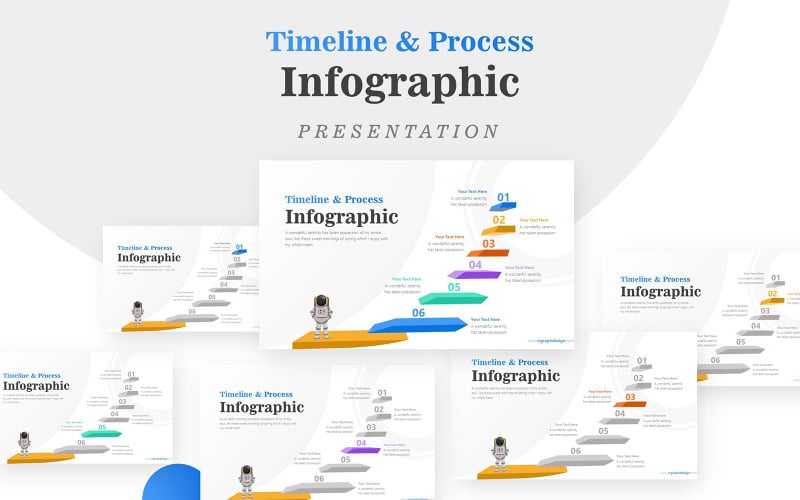 astronaut with six stage infographic powerpoint template original