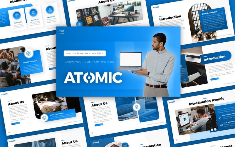atomic startup multipurpose powerpoint presentation template original